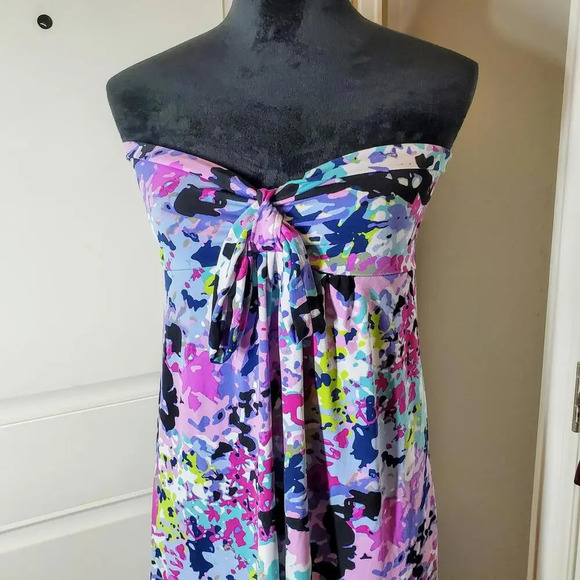 NWOT Boutique Multicolor Strapless Dress Women's Size S/M - Picture 5 of 12